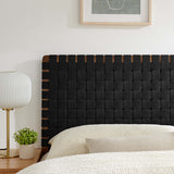 Sloane Weave Vegan Leather Queen Headboard in Walnut Black