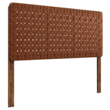 Sloane Weave Vegan Leather Queen Headboard in Walnut Brown