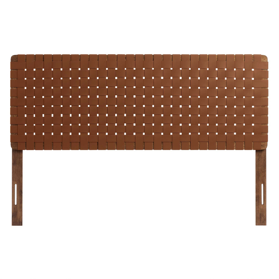 Sloane Weave Vegan Leather Queen Headboard in Walnut Brown