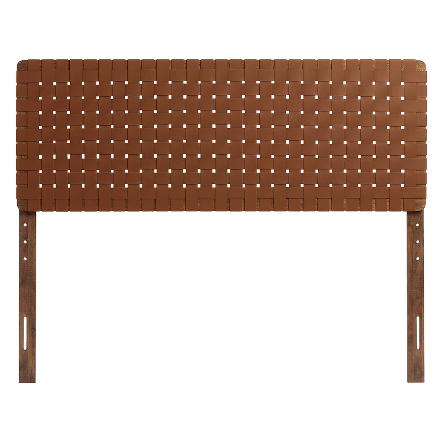 Sloane Weave Vegan Leather Queen Headboard in Walnut Brown