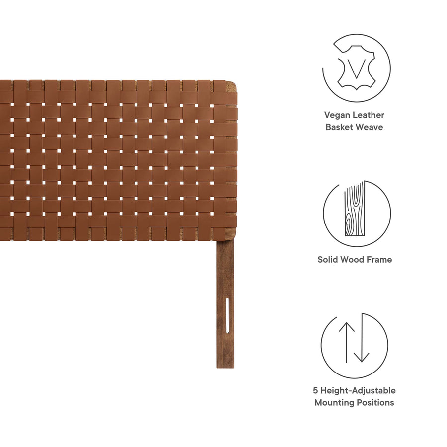 Sloane Weave Vegan Leather Queen Headboard in Walnut Brown
