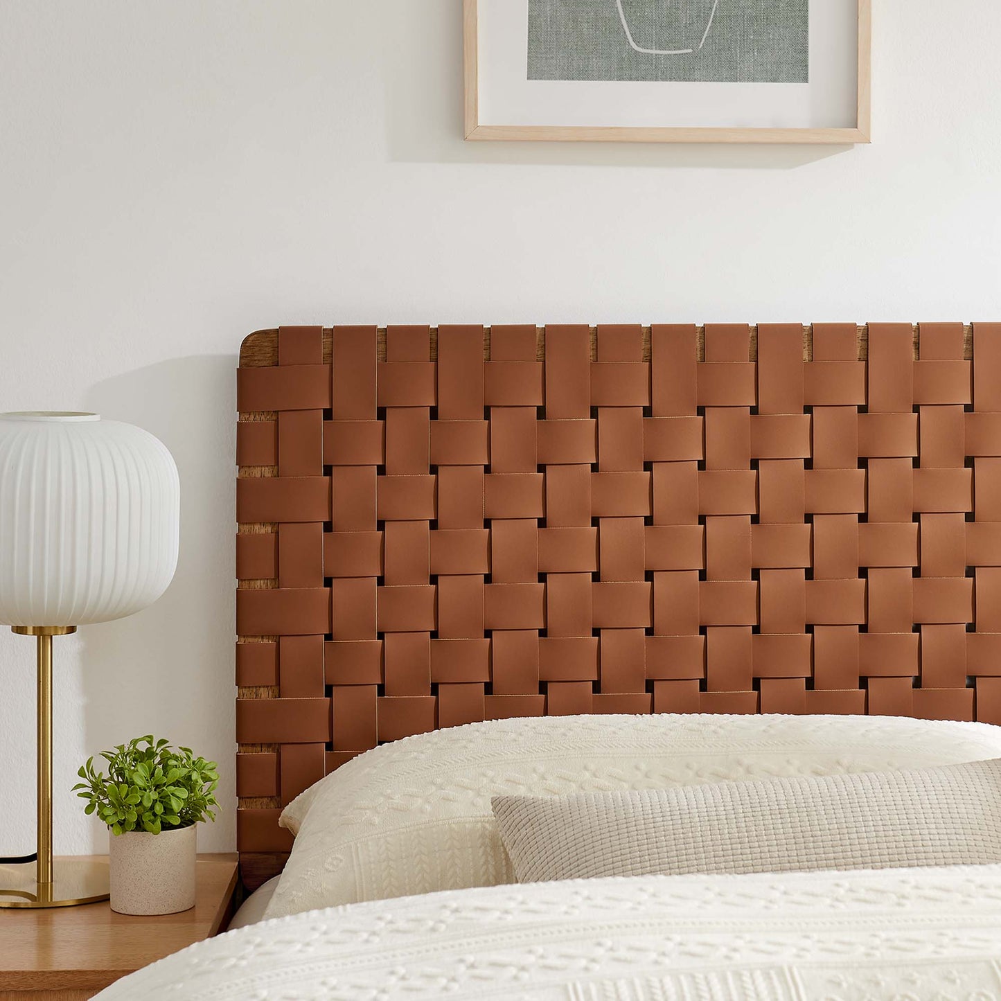 Sparta Weave Vegan Leather Queen Headboard by Furniture For America