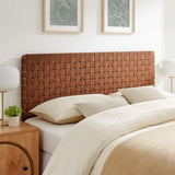 Sloane Weave Vegan Leather Queen Headboard in Walnut Brown