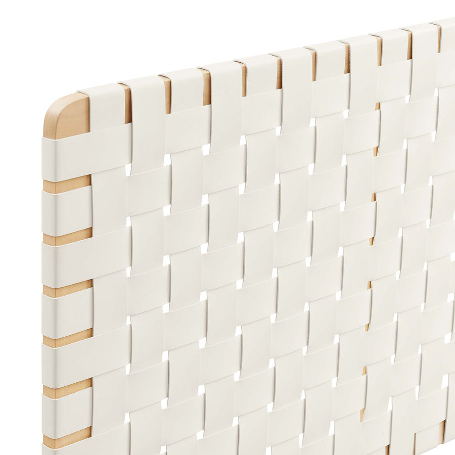 Sloane Weave Wall-Mount Vegan Leather King Headboard in Natural Beige