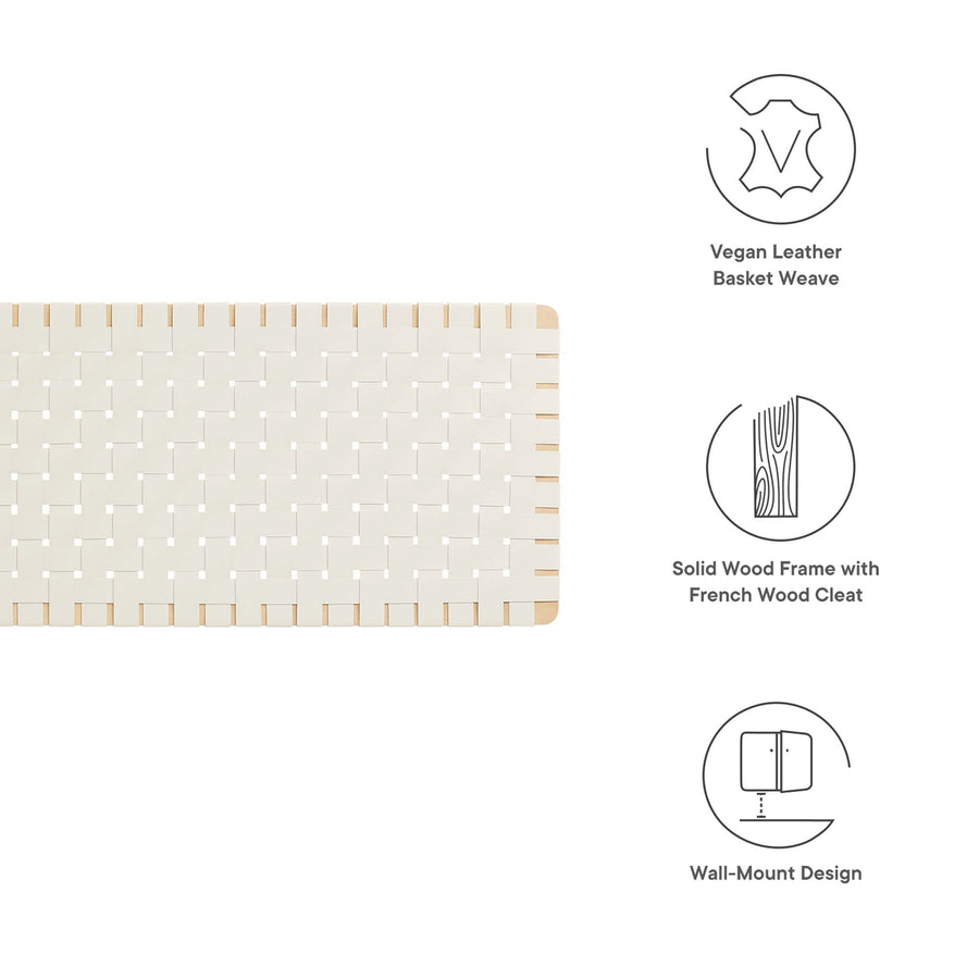 Sloane Weave Wall-Mount Vegan Leather King Headboard in Natural Beige