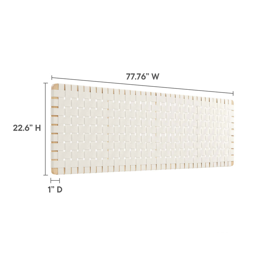 Sloane Weave Wall-Mount Vegan Leather King Headboard in Natural Beige