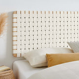 Sloane Weave Wall-Mount Vegan Leather King Headboard in Natural Beige