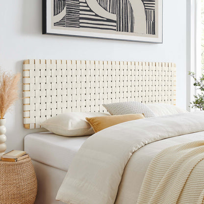 Sparta Weave Wall-Mount Vegan Leather King Headboard by Furniture For America