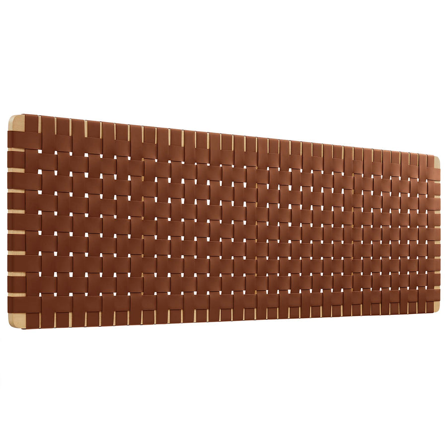 Sloane Weave Wall-Mount Vegan Leather King Headboard in Natural Brown
