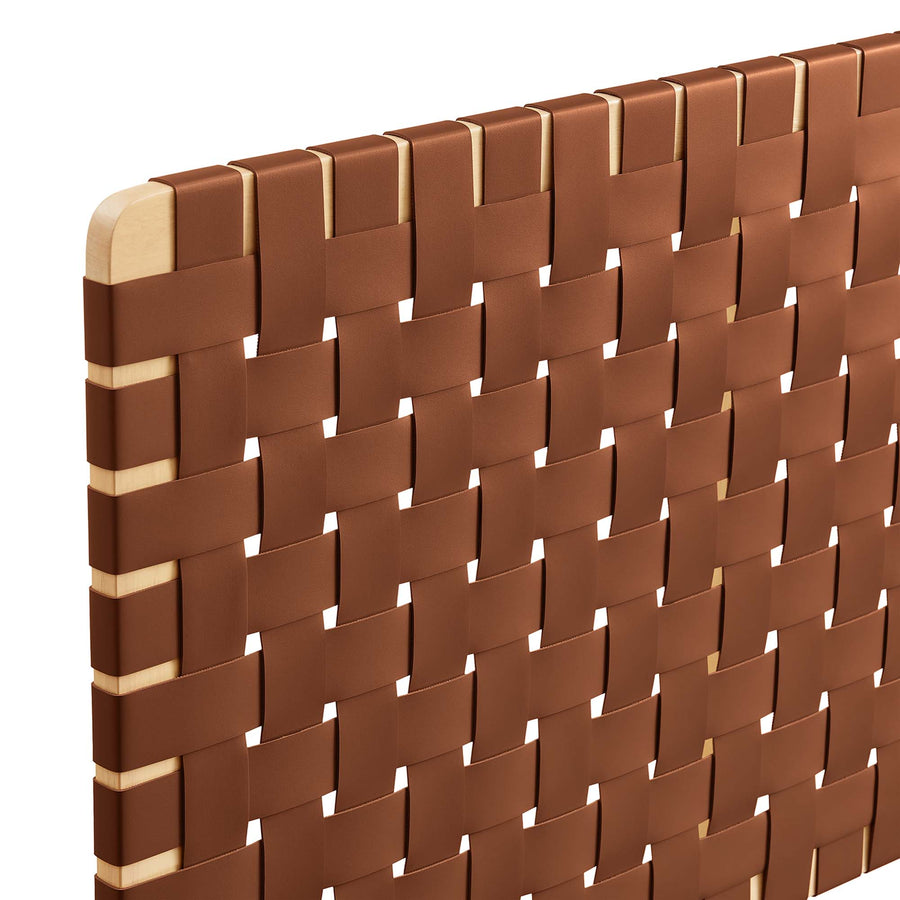 Sloane Weave Wall-Mount Vegan Leather King Headboard in Natural Brown