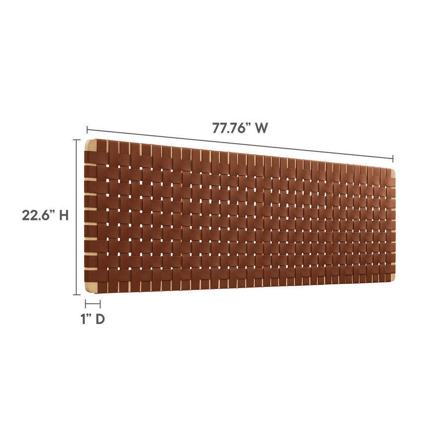 Sloane Weave Wall-Mount Vegan Leather King Headboard in Natural Brown