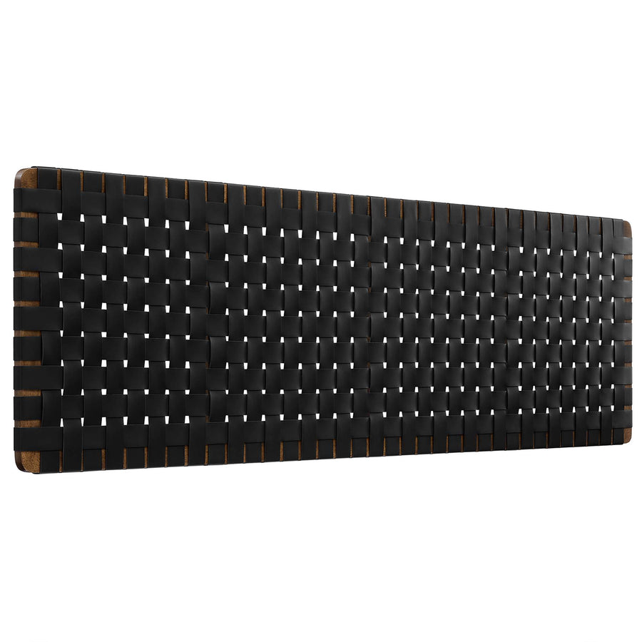 Sloane Weave Wall-Mount Vegan Leather King Headboard in Walnut Black