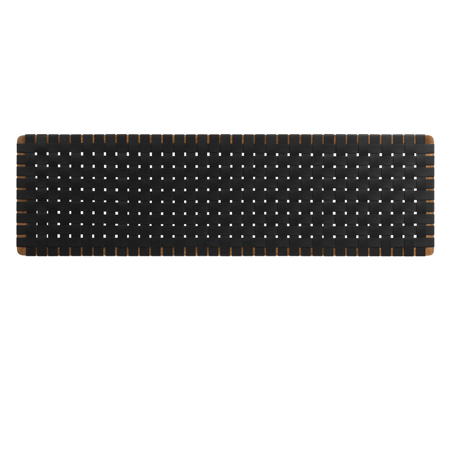 Sloane Weave Wall-Mount Vegan Leather King Headboard in Walnut Black
