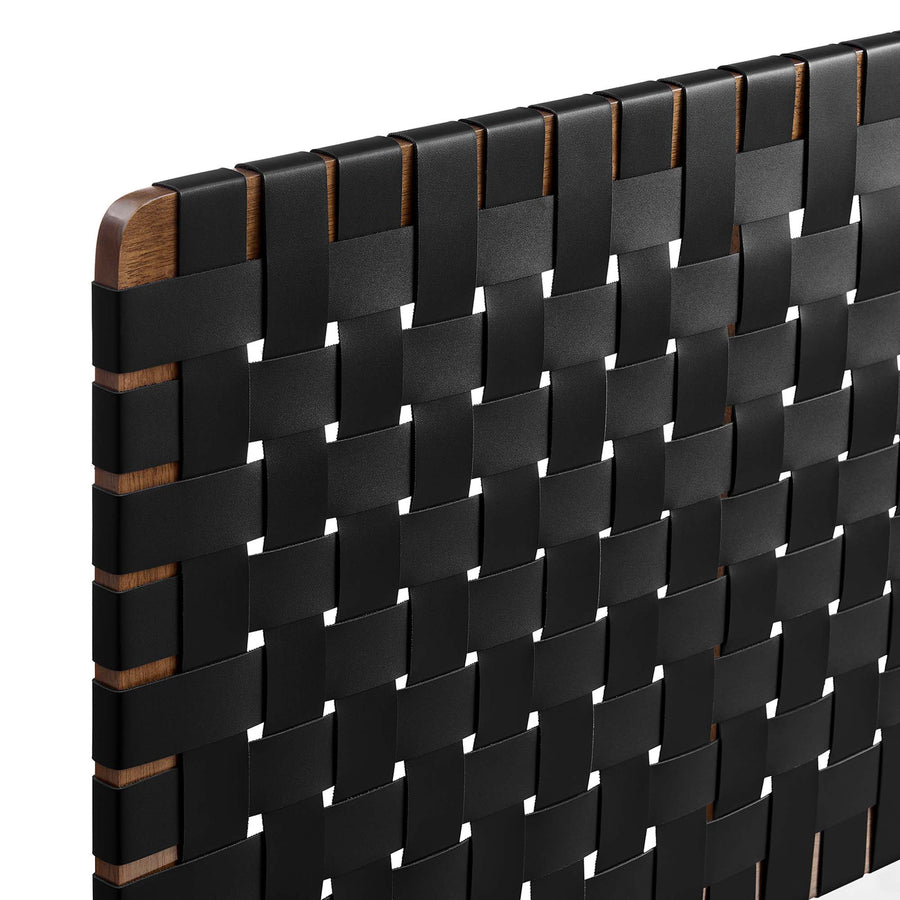 Sloane Weave Wall-Mount Vegan Leather King Headboard in Walnut Black