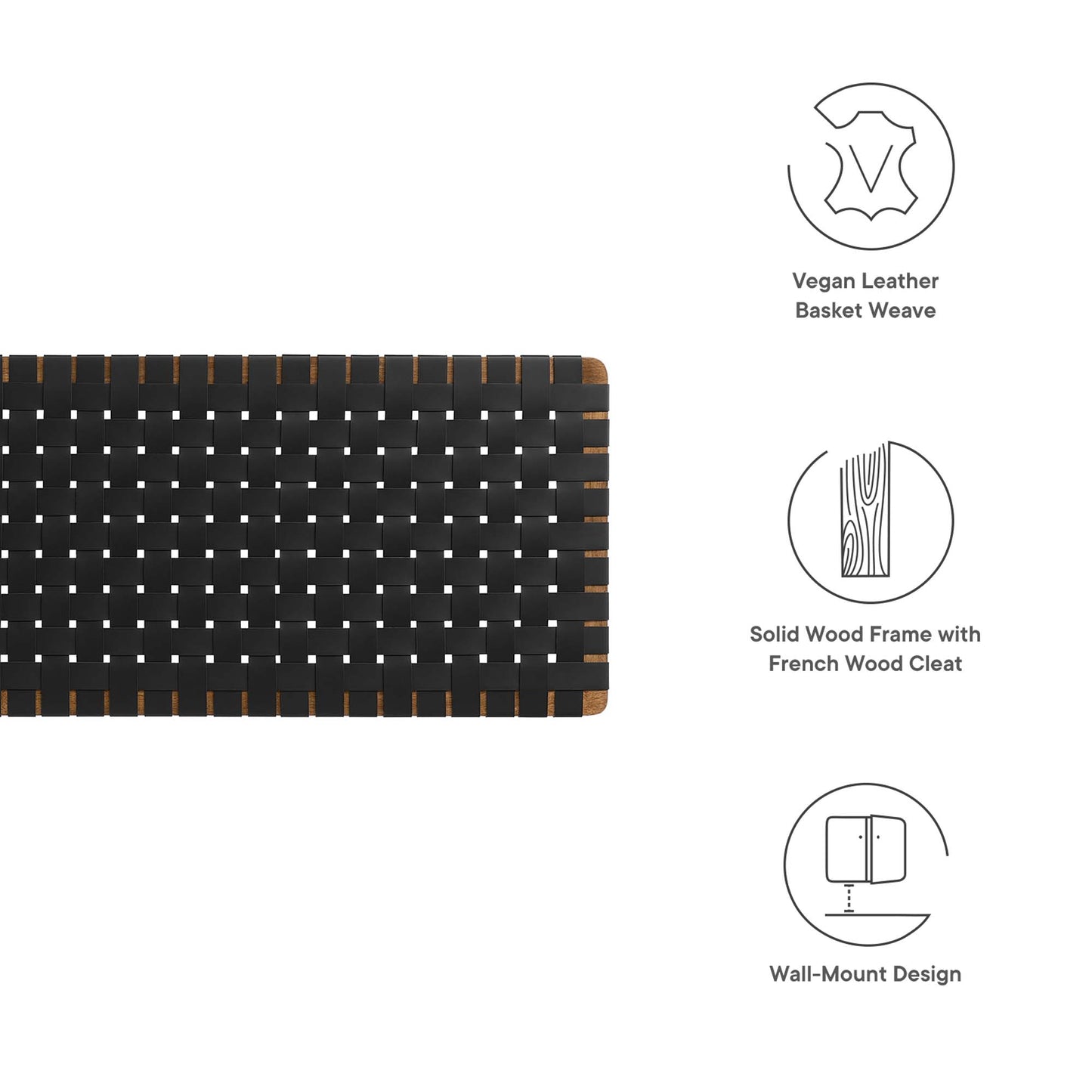 Sparta Weave Wall-Mount Vegan Leather King Headboard by Furniture For America