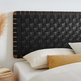Sloane Weave Wall-Mount Vegan Leather King Headboard in Walnut Black
