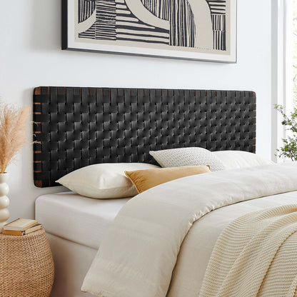 Sparta Weave Wall-Mount Vegan Leather King Headboard by Furniture For America