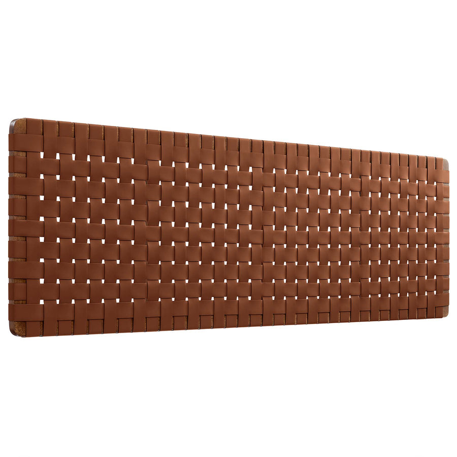 Sloane Weave Wall-Mount Vegan Leather King Headboard in Walnut Brown