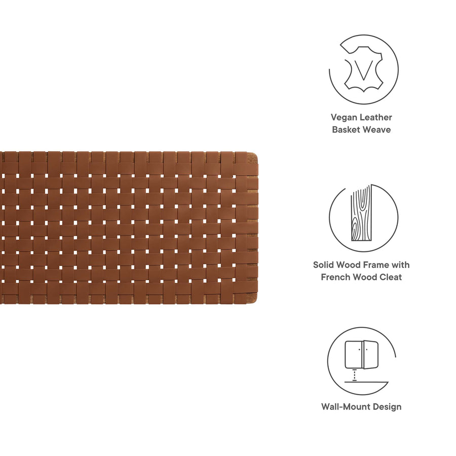 Sloane Weave Wall-Mount Vegan Leather King Headboard in Walnut Brown