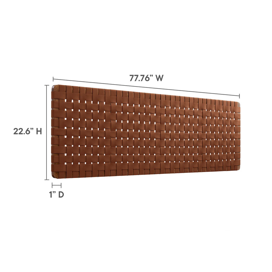 Sloane Weave Wall-Mount Vegan Leather King Headboard in Walnut Brown