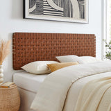 Sloane Weave Wall-Mount Vegan Leather King Headboard in Walnut Brown