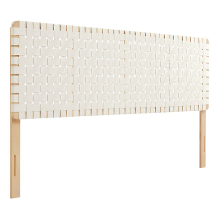 Sparta Weave Vegan Leather King Headboard in Natural Beige