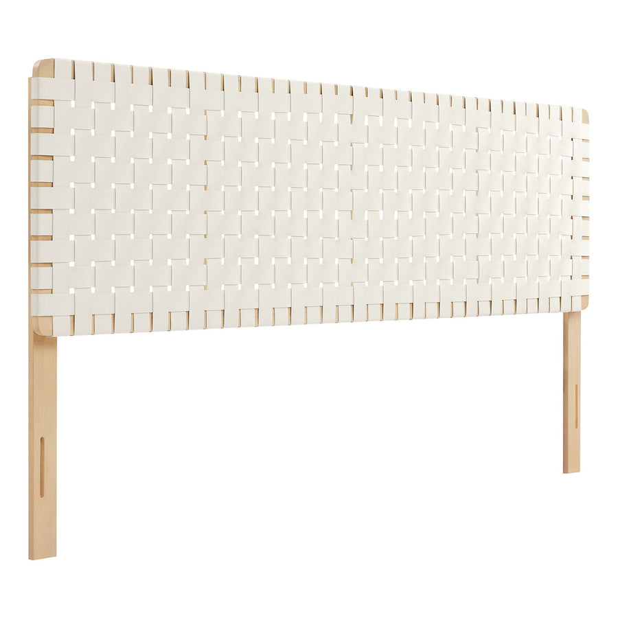 Sloane Weave Vegan Leather King Headboard in Natural Beige