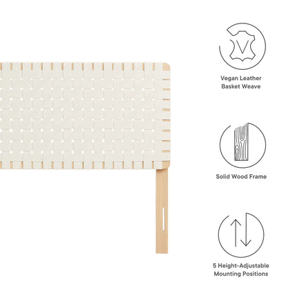Sparta Weave Vegan Leather King Headboard in Natural Beige
