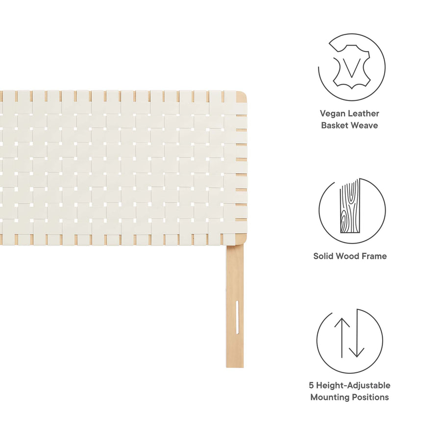 Sloane Weave Vegan Leather King Headboard in Natural Beige