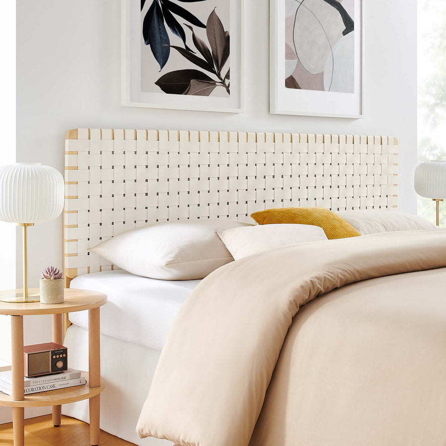 Sloane Weave Vegan Leather King Headboard in Natural Beige