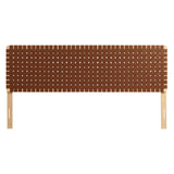 Sloane Weave Vegan Leather King Headboard in Natural Brown