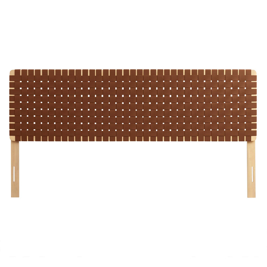 Sloane Weave Vegan Leather King Headboard in Natural Brown