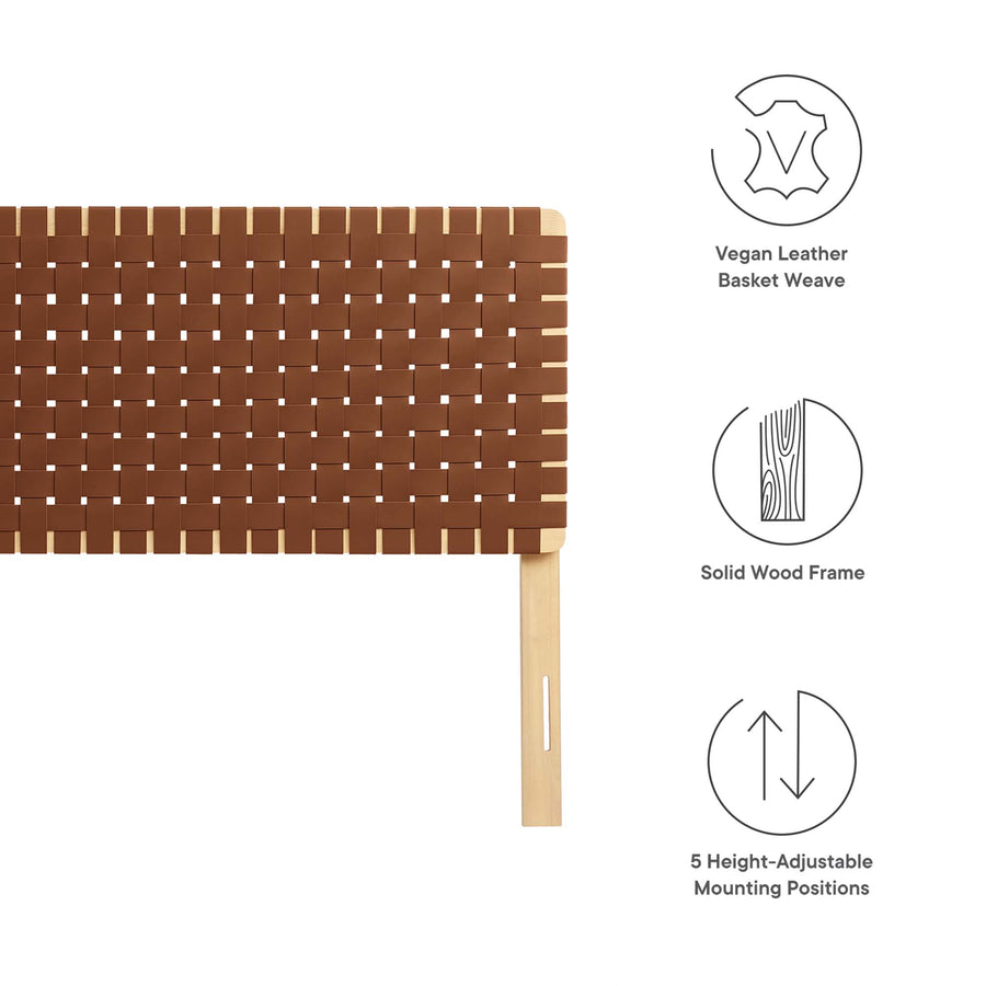 Sloane Weave Vegan Leather King Headboard in Natural Brown