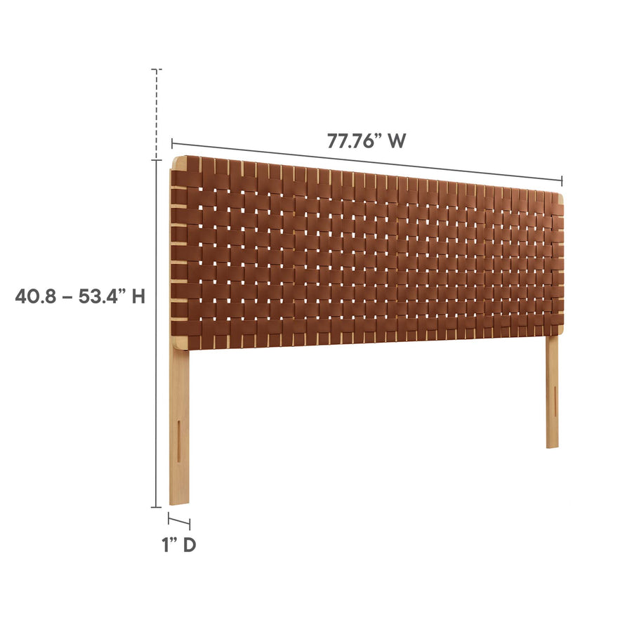 Sloane Weave Vegan Leather King Headboard in Natural Brown