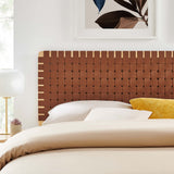 Sloane Weave Vegan Leather King Headboard in Natural Brown