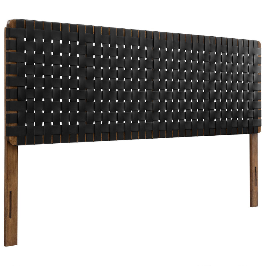 Sloane Weave Vegan Leather King Headboard in Walnut Black