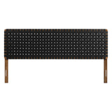 Sloane Weave Vegan Leather King Headboard in Walnut Black