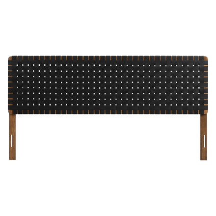 Sparta Weave Vegan Leather King Headboard in Walnut Black