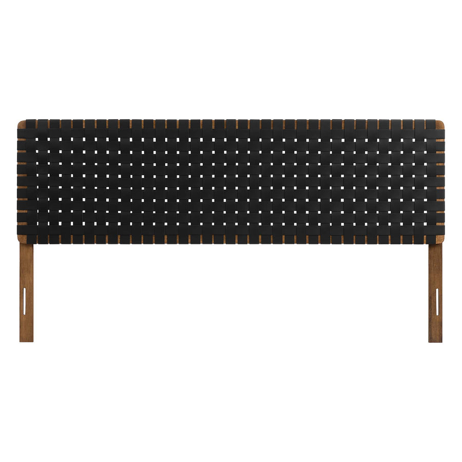 Sloane Weave Vegan Leather King Headboard in Walnut Black