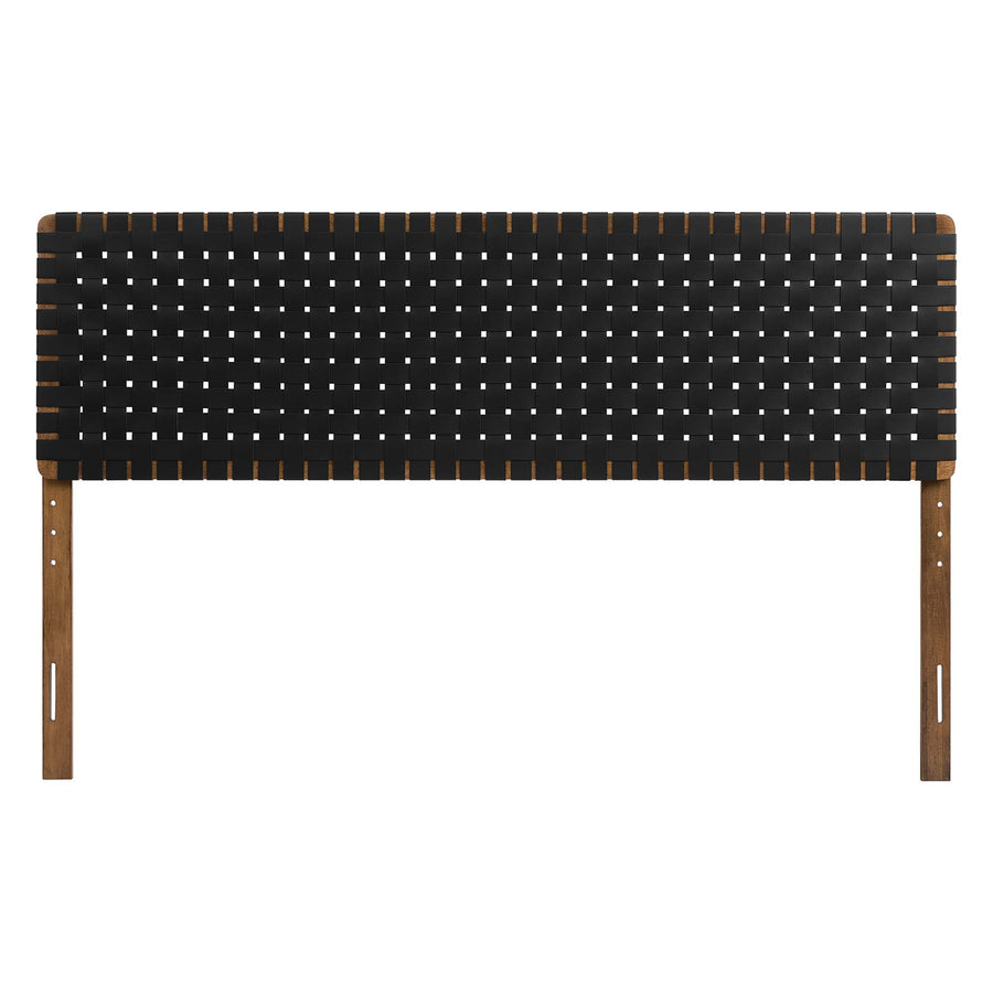 Sloane Weave Vegan Leather King Headboard in Walnut Black