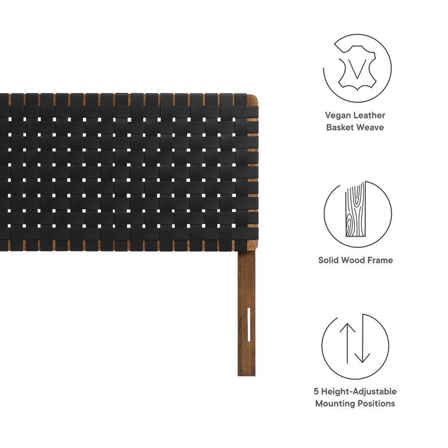 Sloane Weave Vegan Leather King Headboard in Walnut Black