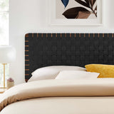 Sloane Weave Vegan Leather King Headboard in Walnut Black