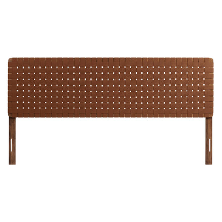 Sparta Weave Vegan Leather King Headboard in Walnut Brown