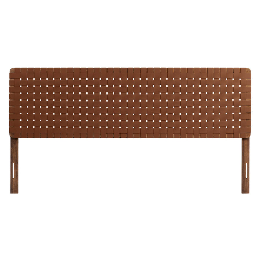 Sloane Weave Vegan Leather King Headboard in Walnut Brown