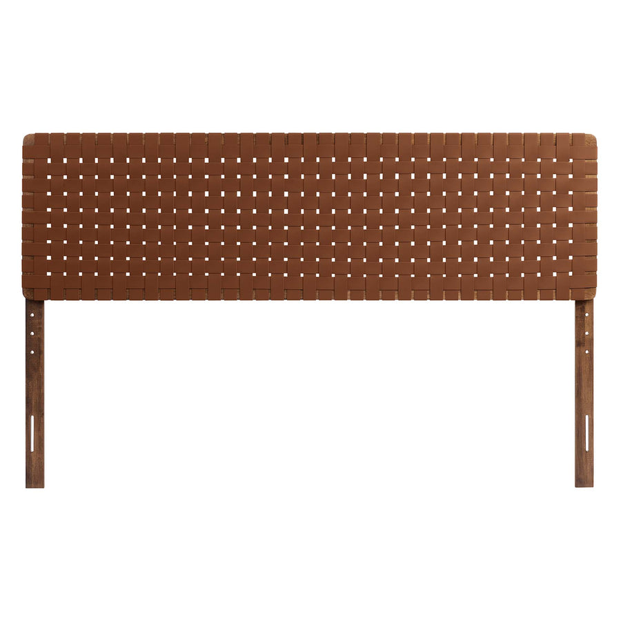 Sloane Weave Vegan Leather King Headboard in Walnut Brown