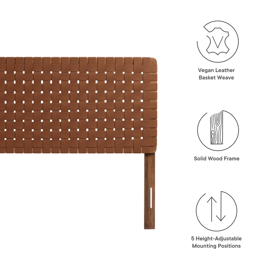 Sloane Weave Vegan Leather King Headboard in Walnut Brown