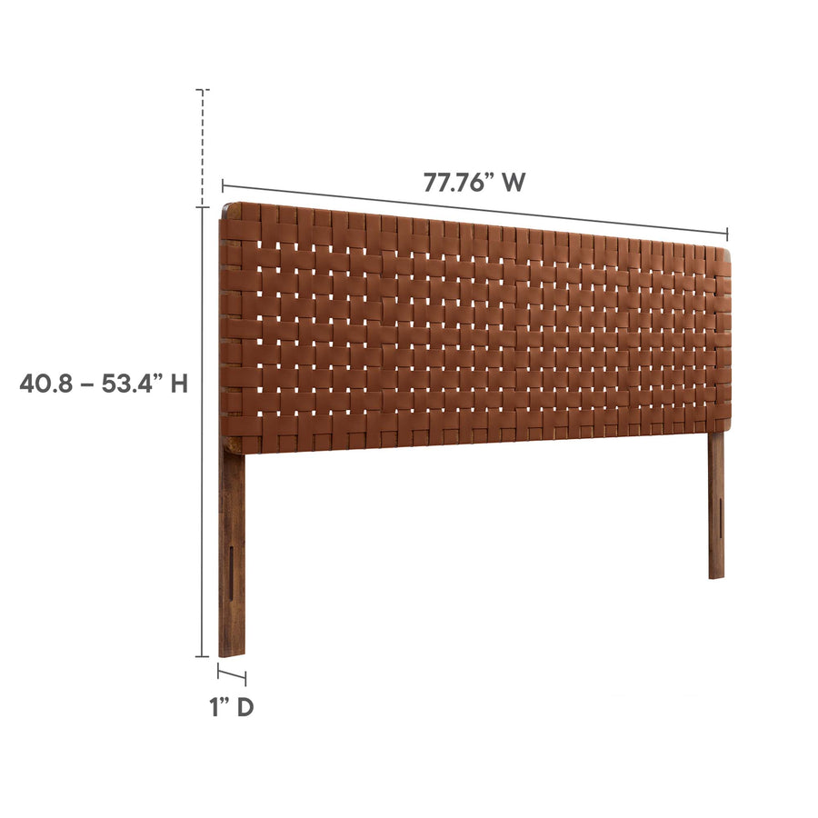 Sloane Weave Vegan Leather King Headboard in Walnut Brown