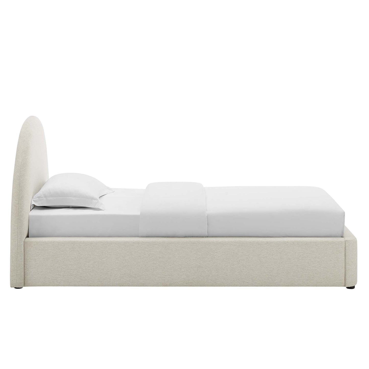 Resort Upholstered Fabric Arched Round Twin Platform Bed by Furniture For America