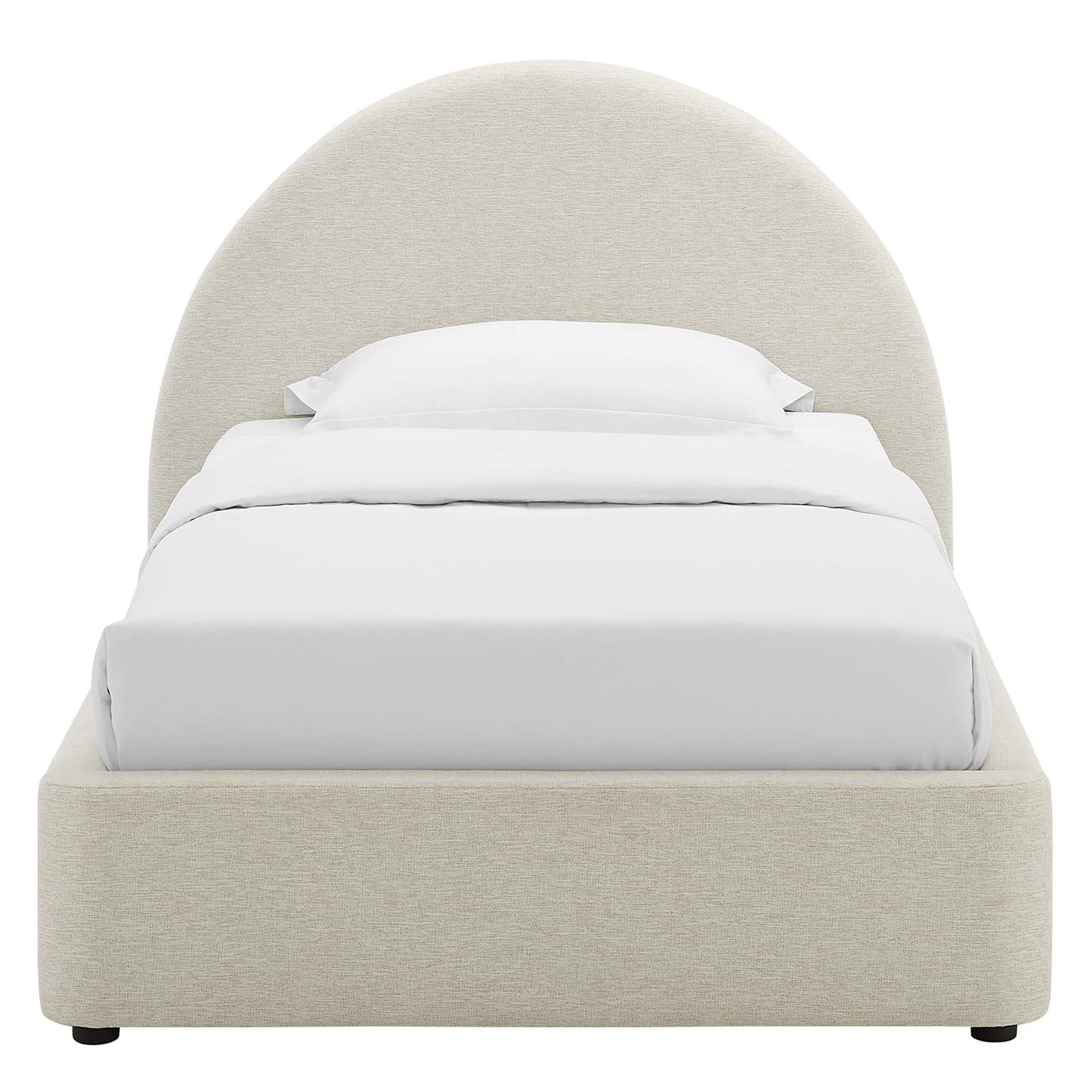 Resort Upholstered Fabric Arched Round Twin Platform Bed by Furniture For America
