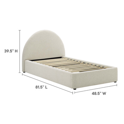 Resort Upholstered Fabric Arched Round Twin Platform Bed by Furniture For America